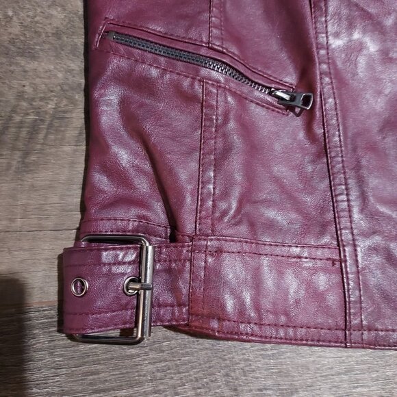Biker Vest Rag Cie Full Zip Burgendy Flux Leather Moto Gillet Size M - Picture 7 of 11